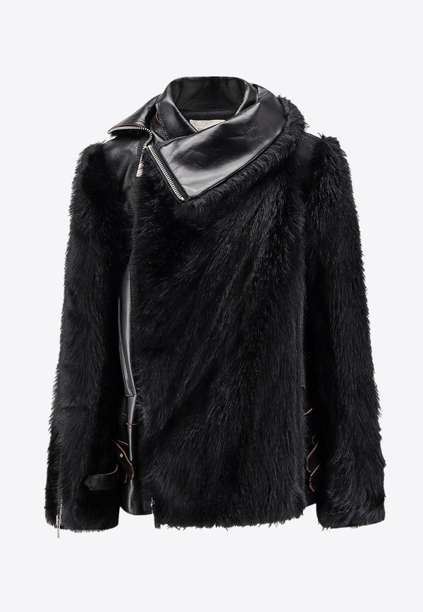 Sacai Faux Fur Leather Jacket Black 2508237001_Black_29845979