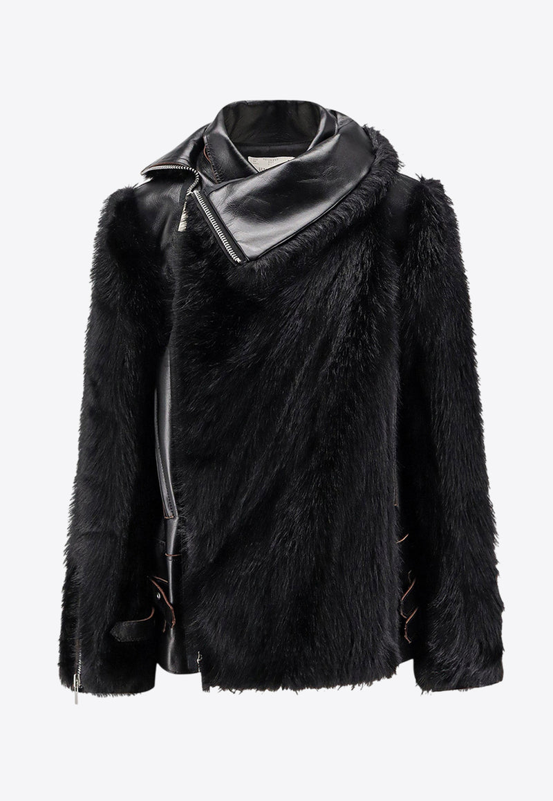 Sacai Faux Fur Leather Jacket Black 2508237001_Black_29845979
