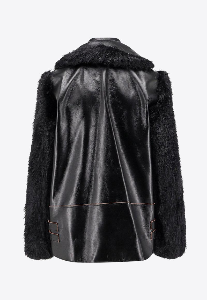 Sacai Faux Fur Leather Jacket Black 2508237001_Black_29845979