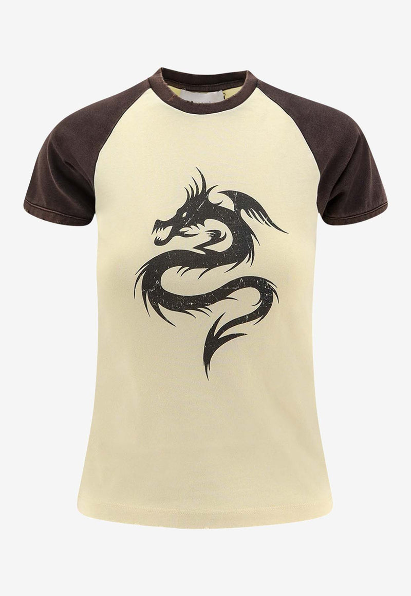 Coperni Dragon Print Washed-Out Slim T-shirt Yellow COPJS177F5041YLWBLK_Yellow/black_35065854