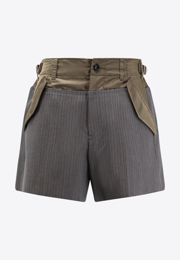 Sacai Wool-Blend Mini Shorts Gray 2508122342_GRAY×D/KHAKI_29845106