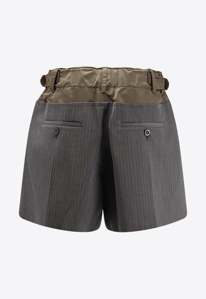 Sacai Wool-Blend Mini Shorts Gray 2508122342_GRAY×D/KHAKI_29845106