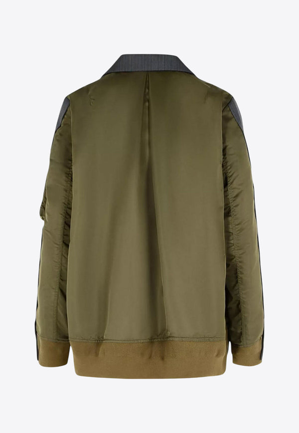 Sacai Double-Breasted Paneled Jacket Gray 2508119342_GRAY×D/KHAKI_29838591