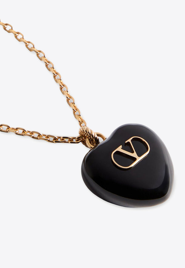 Valentino Coeur Royal Metal and Enamel Necklace Gold 7W2J0AE2MJP0RN_ORO/NERO_29839539