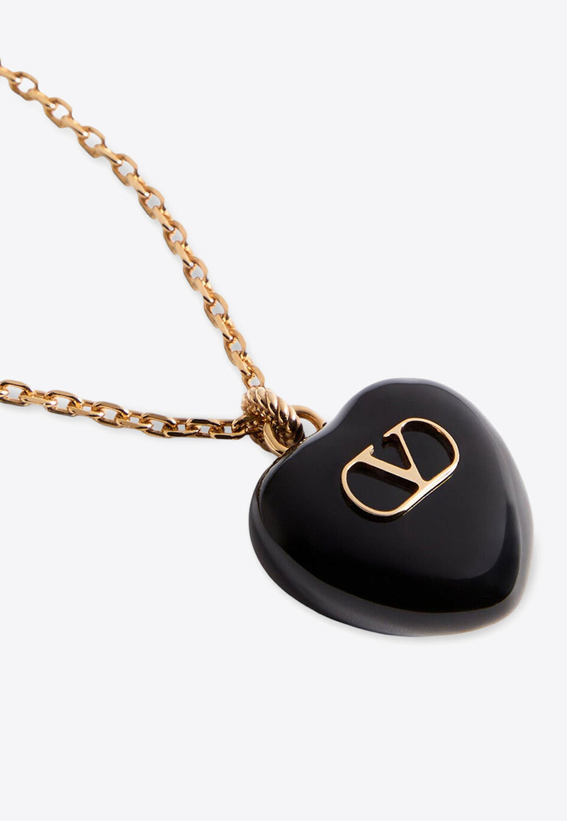 Valentino Coeur Royal Metal and Enamel Necklace Gold 7W2J0AE2MJP0RN_ORO/NERO_29839539