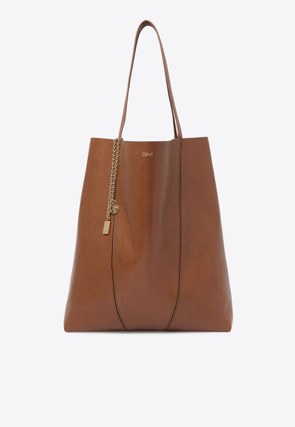 Chloé Spin Leather Tote Bag Brown CHC25SS810N8426M_Clay Brown_30005140