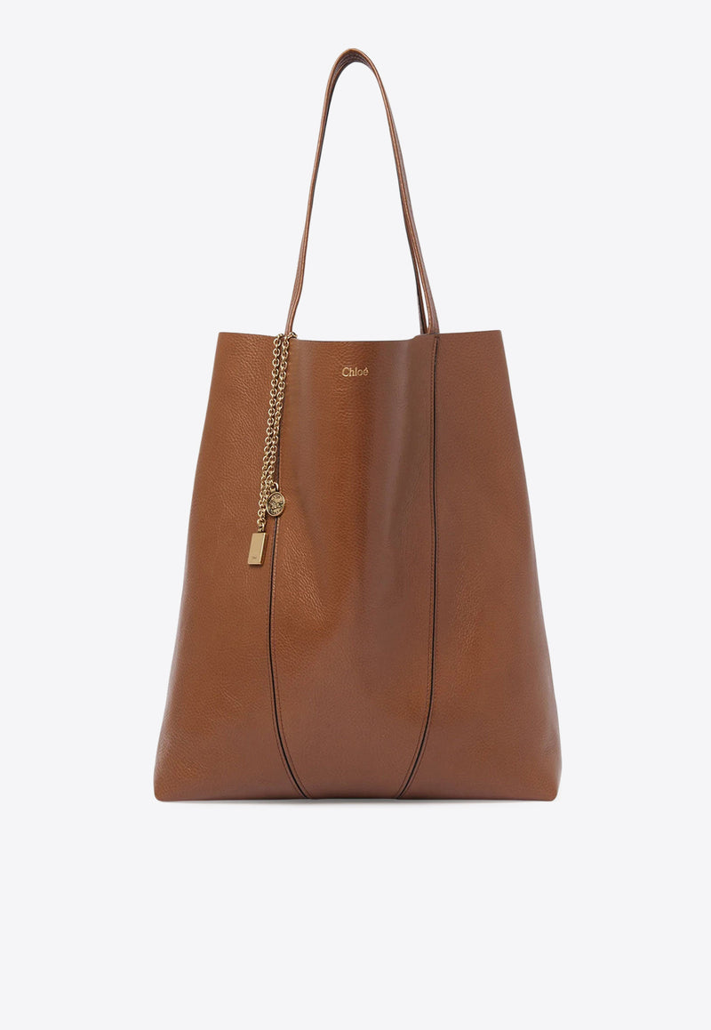 Chloé Spin Leather Tote Bag Brown CHC25SS810N8426M_Clay Brown_30005140