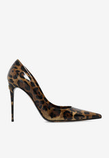 Dolce & Gabbana Lollo 105 Leopard Print Pumps in Patent Leather Brown CD1718 AM568-HA93M