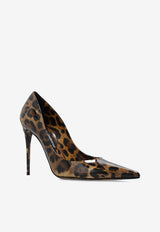 Dolce & Gabbana Lollo 105 Leopard Print Pumps in Patent Leather Brown CD1718 AM568-HA93M