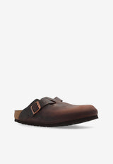 Birkenstock Boston Leather Buckled Slides  Brown 860133 0-HABANA