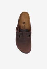 Birkenstock Boston Leather Buckled Slides  Brown 860133 0-HABANA