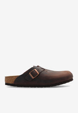 Birkenstock Boston Leather Buckled Slides  Brown 860133 0-HABANA