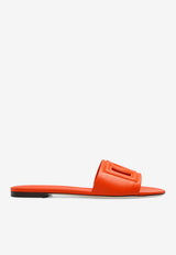 Dolce & Gabbana Bianca DG Logo Leather Flat Mules Orange CQ0436 AY329-80244