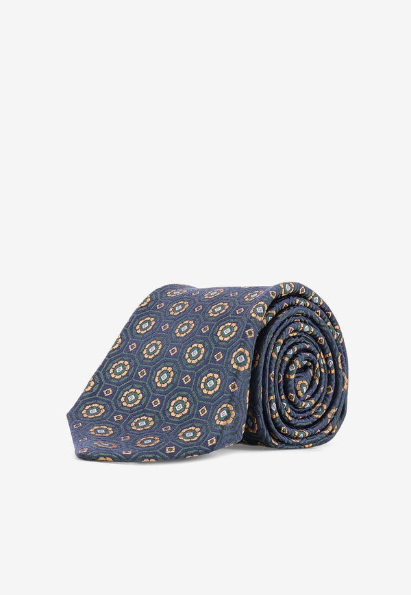 Kiton Ciro Paone Patterned Silk Tie Blue UCRVKQC06L1204ANTRACITE_Anthracite_29848493