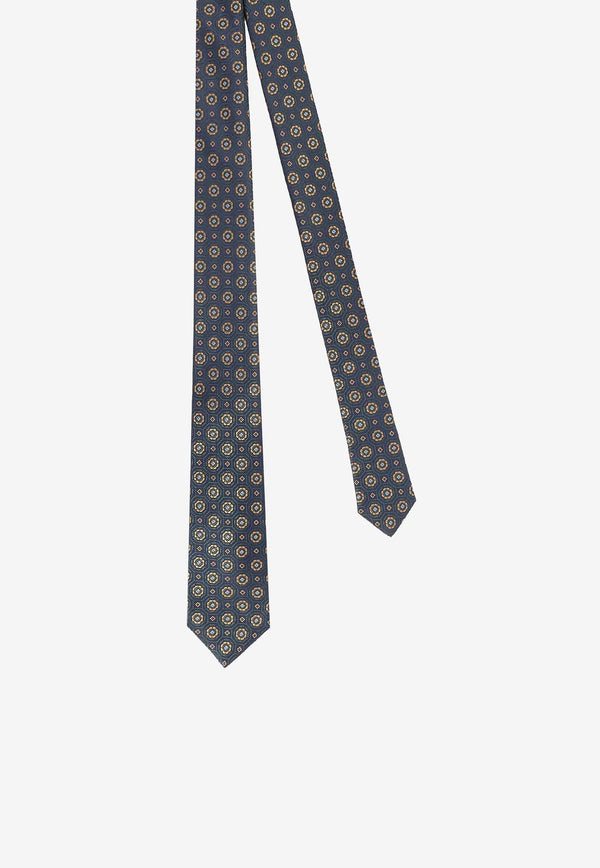 Kiton Ciro Paone Patterned Silk Tie Blue UCRVKQC06L1204ANTRACITE_Anthracite_29848493