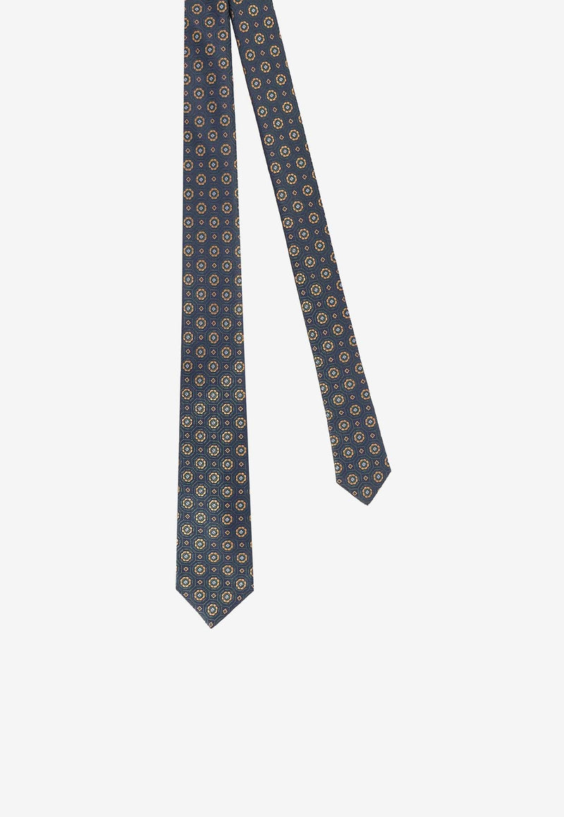 Kiton Ciro Paone Patterned Silk Tie Blue UCRVKQC06L1204ANTRACITE_Anthracite_29848493