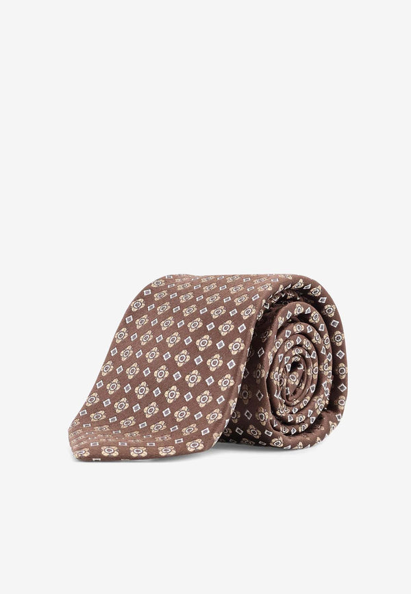 Kiton Ciro Paone All-Over Pattern Wool Tie Brown UCRVKQC06L1108ANTRACITE_Anthracite_29842941