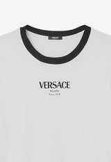 Versace Logo-Printed Crewneck T-shirt White