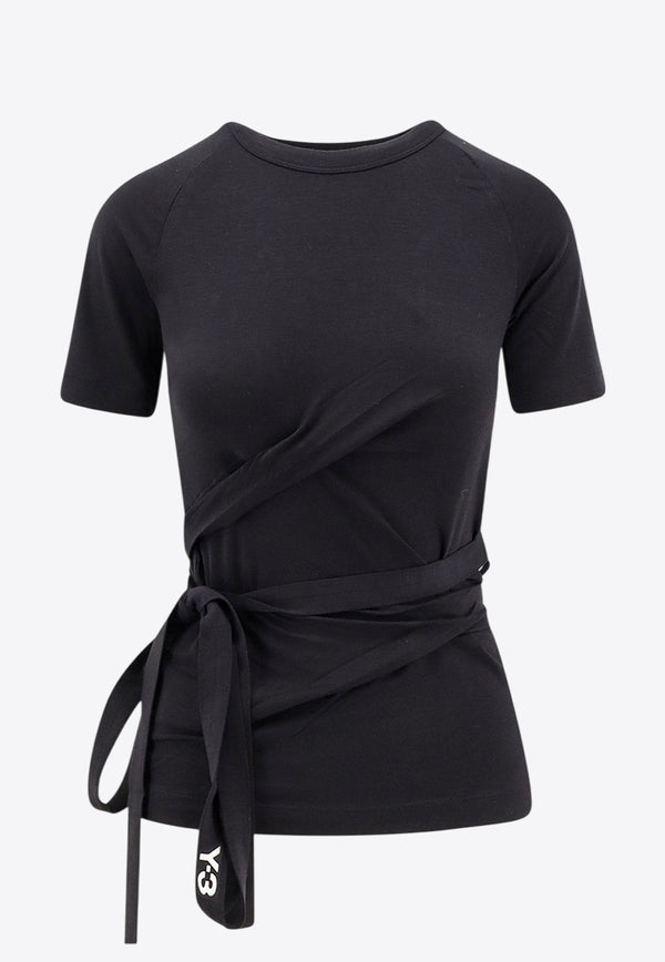 Y-3 Short-Sleeved Wrap T-shirt Black JD6002BLACK_Black_36145288