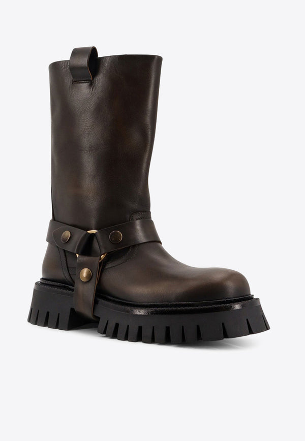 Golden Goose DB Kurt Stud-Embellished Mid-Calf Boots Brown GWF00940F00762755390_DARK BROWN BEIGE_33032902