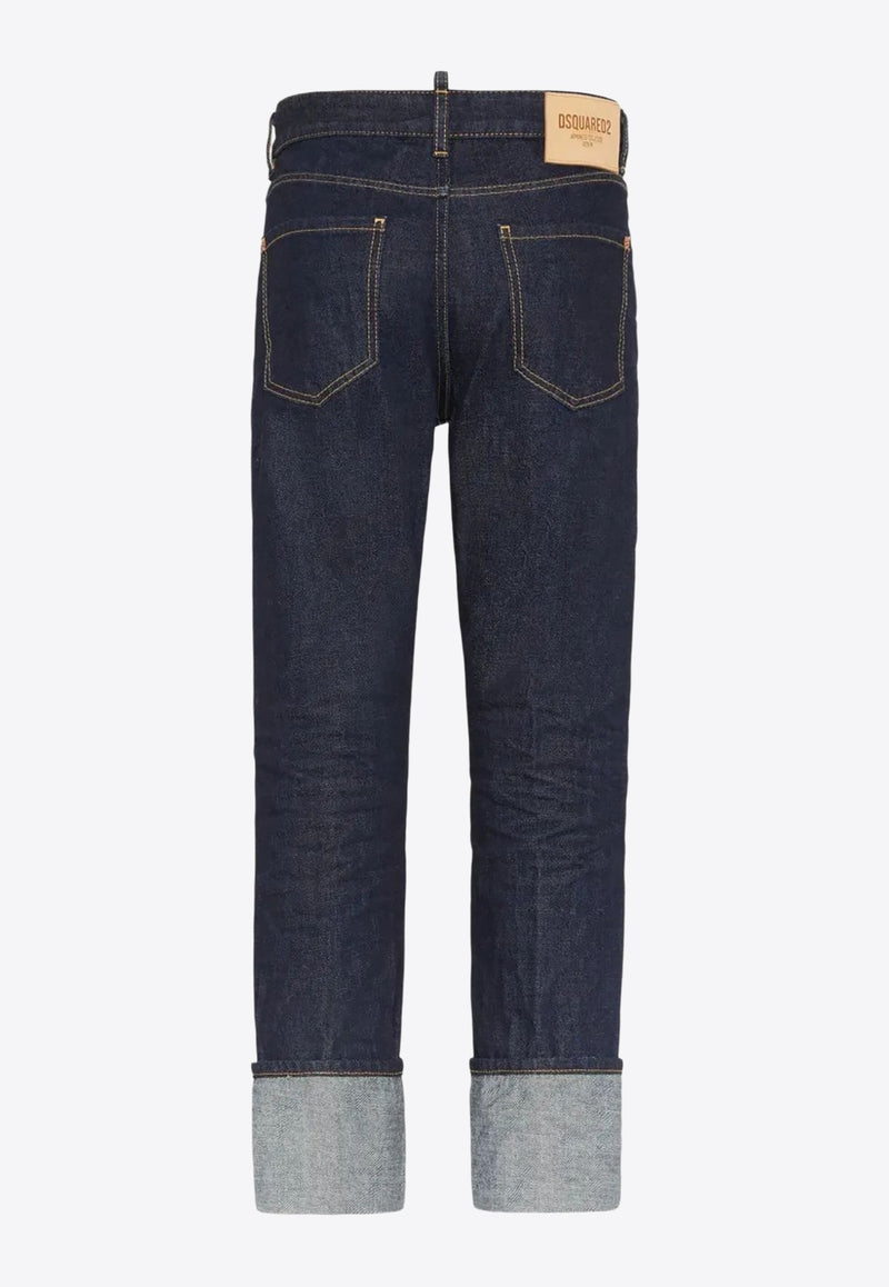 Dsquared2 Logo Patch Straight-Leg Jeans Navy S75LB1094S30833_470