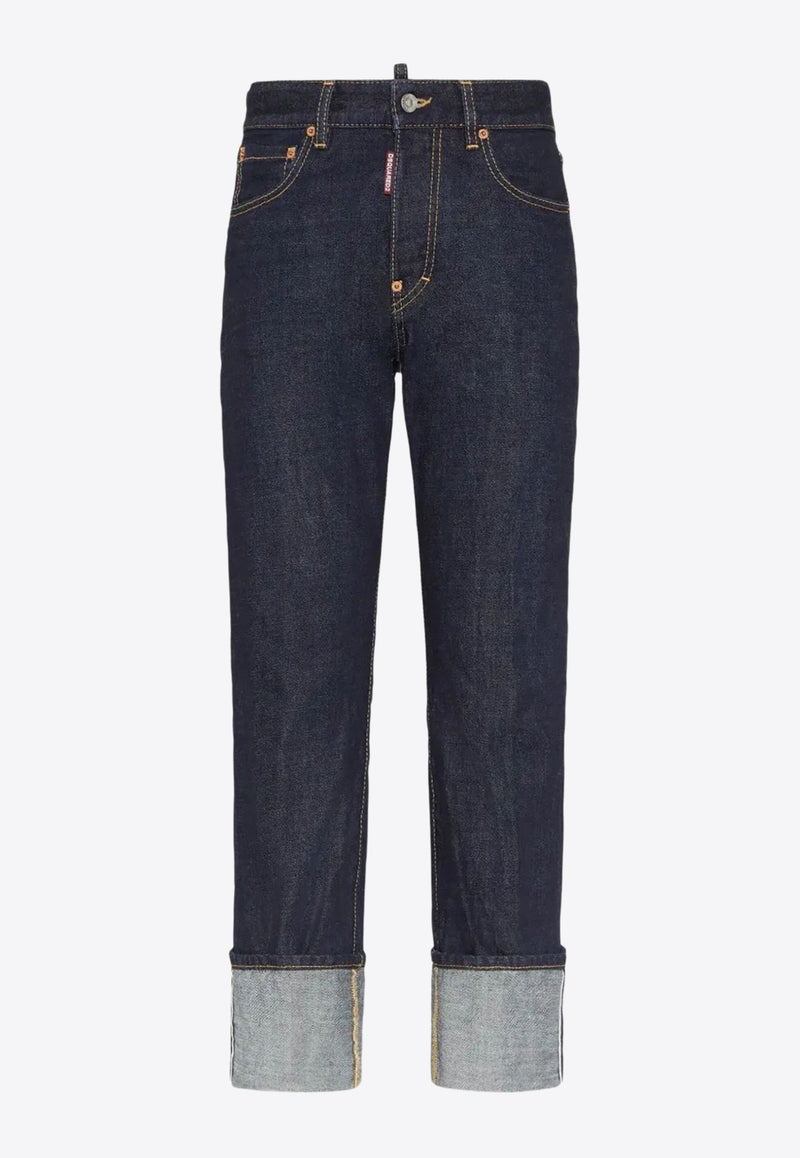 Dsquared2 Logo Patch Straight-Leg Jeans Navy S75LB1094S30833_470