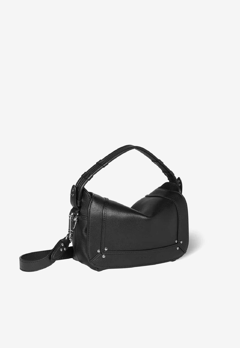 Jérôme Dreyfuss Small Pepito Leather Crossbody Bag Black 45PEPSBU_Noir Silver