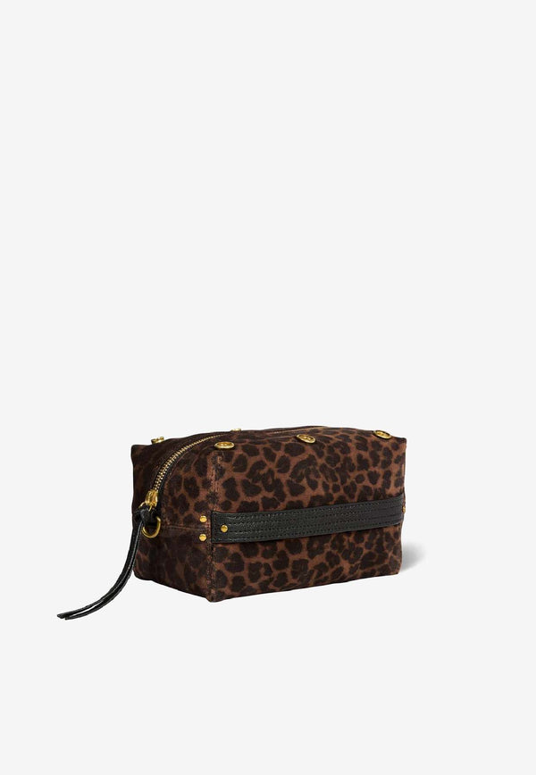 Jérôme Dreyfuss Lucky Case Leopard Print Clutch Brown 46LUCKCACR_Imprimé Léopard Naturel
