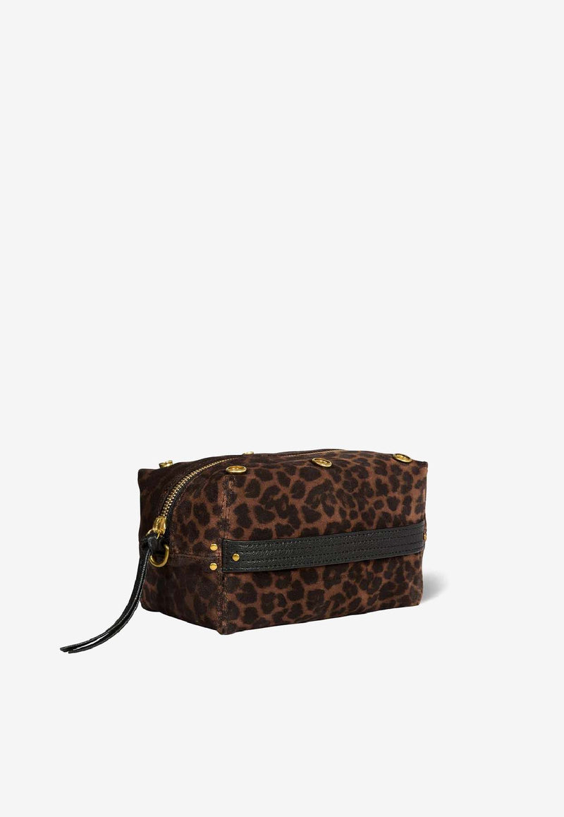 Jérôme Dreyfuss Lucky Case Leopard Print Clutch Brown 46LUCKCACR_Imprimé Léopard Naturel