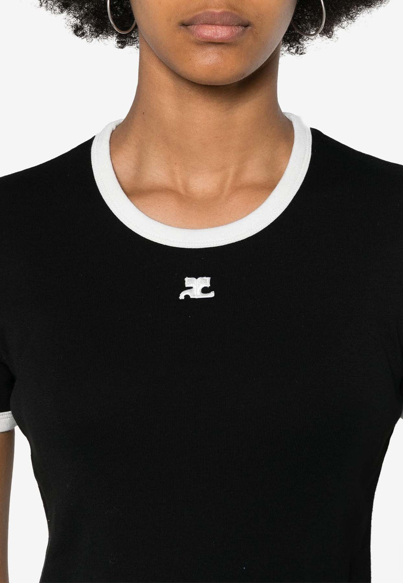 Courrèges Logo Patch Slim T-shirt Black VESJTS017JS0070_9901