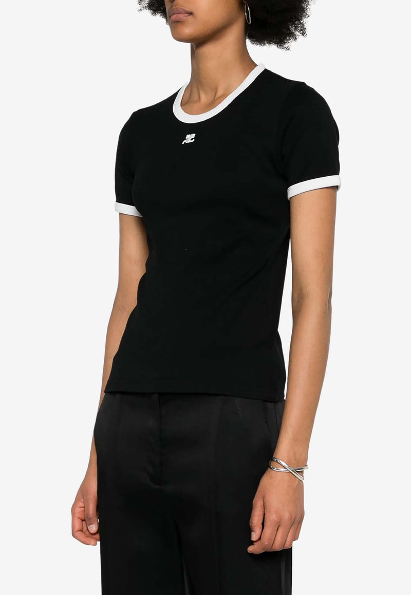 Courrèges Logo Patch Slim T-shirt Black VESJTS017JS0070_9901