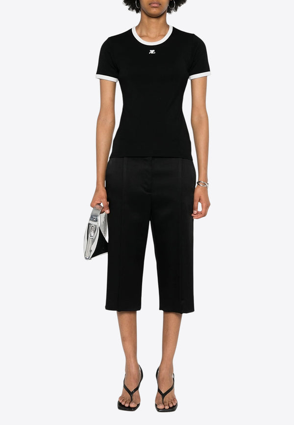Courrèges Logo Patch Slim T-shirt Black VESJTS017JS0070_9901