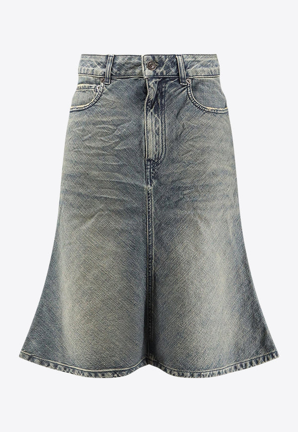 Balenciaga Godet Midi Denim Skirt Denim 852330TTW763394_BLUE_36201503