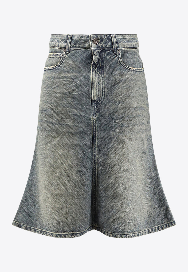Balenciaga Godet Midi Denim Skirt Denim 852330TTW763394_BLUE_36201503