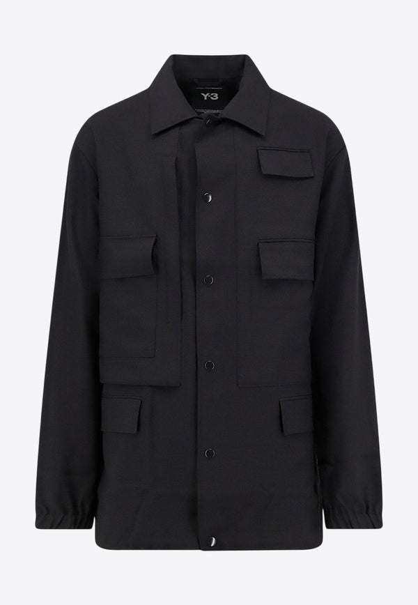 Y-3 Logo Print Cargo Overshirt Black JX7291BLACK_Black_36145236