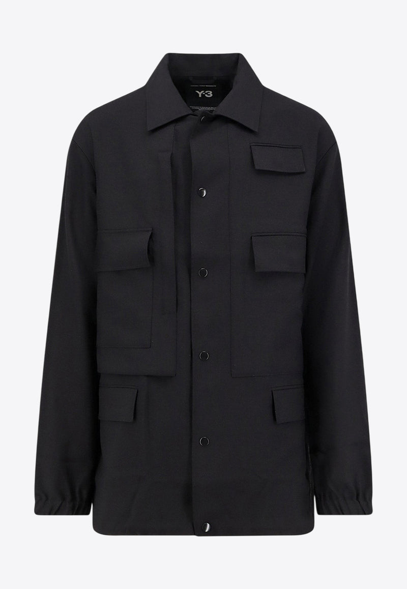 Y-3 Logo Print Cargo Overshirt Black JX7291BLACK_Black_36145236