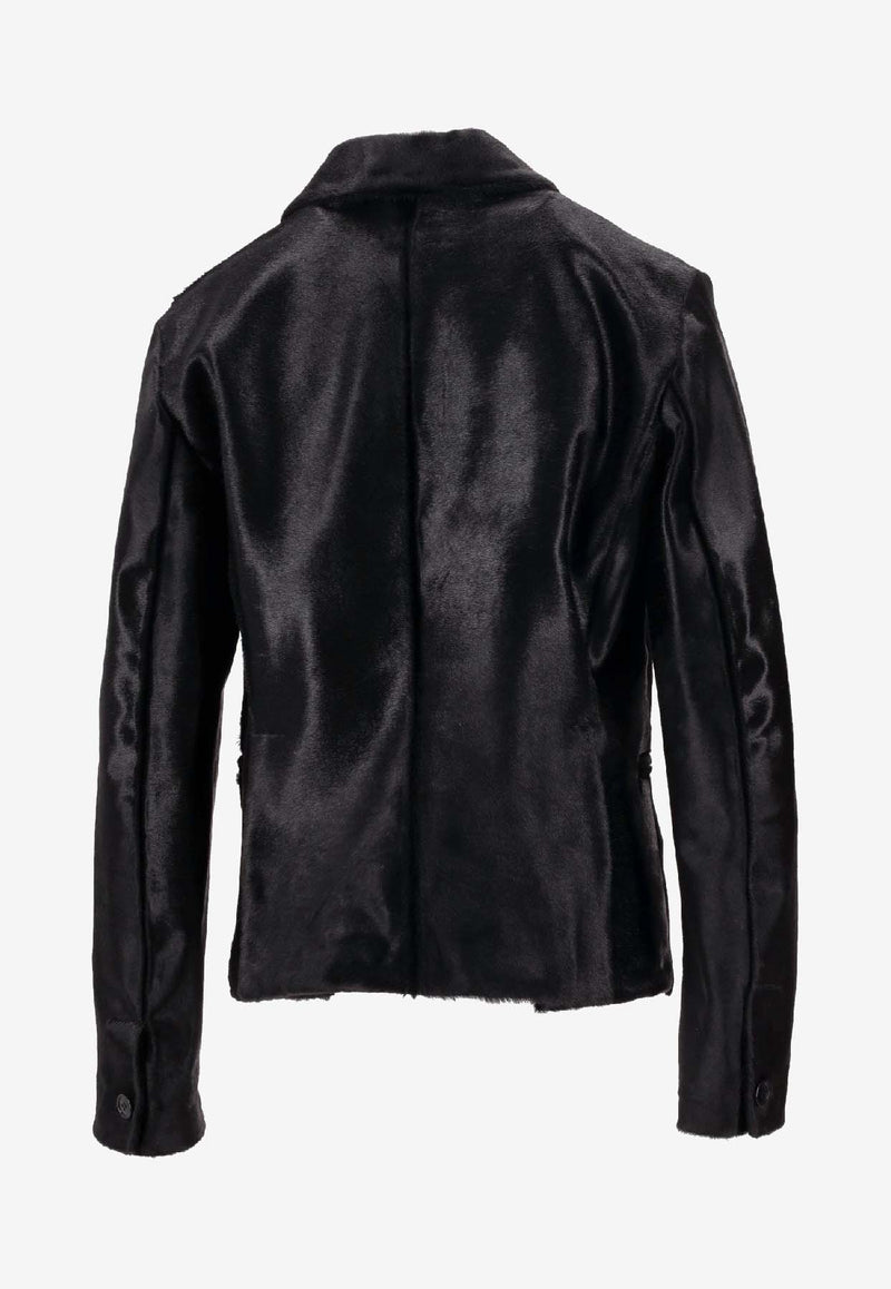La Rose Single-Breasted Leather Blazer Black 1619_NERO
