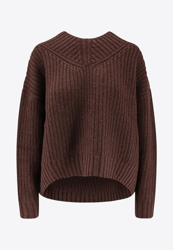 Staud Knitted Cashmere V-neck Sweater Brown R25F3154WNEART_Earthy_35065883