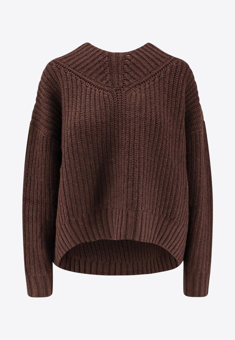 Staud Knitted Cashmere V-neck Sweater Brown R25F3154WNEART_Earthy_35065883