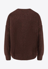 Staud Knitted Cashmere V-neck Sweater Brown R25F3154WNEART_Earthy_35065883