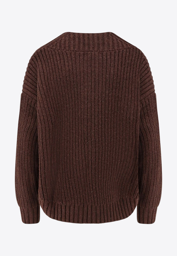 Staud Knitted Cashmere V-neck Sweater Brown R25F3154WNEART_Earthy_35065883