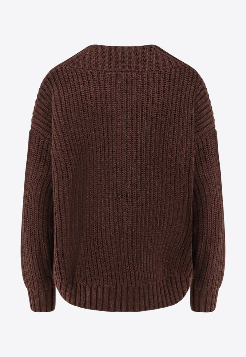 Staud Knitted Cashmere V-neck Sweater Brown R25F3154WNEART_Earthy_35065883