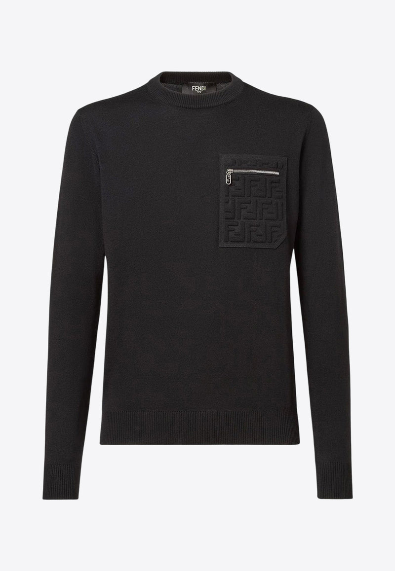 Fendi Embossed FF Ribbed Wool Sweater Black FZE035ATMOF0QA1_Black_29853009