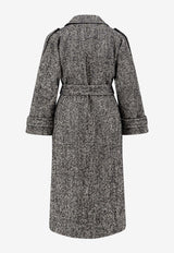 PINKO Carrube Double-Breasted Herringbone Coat Gray 105562A2SEZZ2_Black_29838986