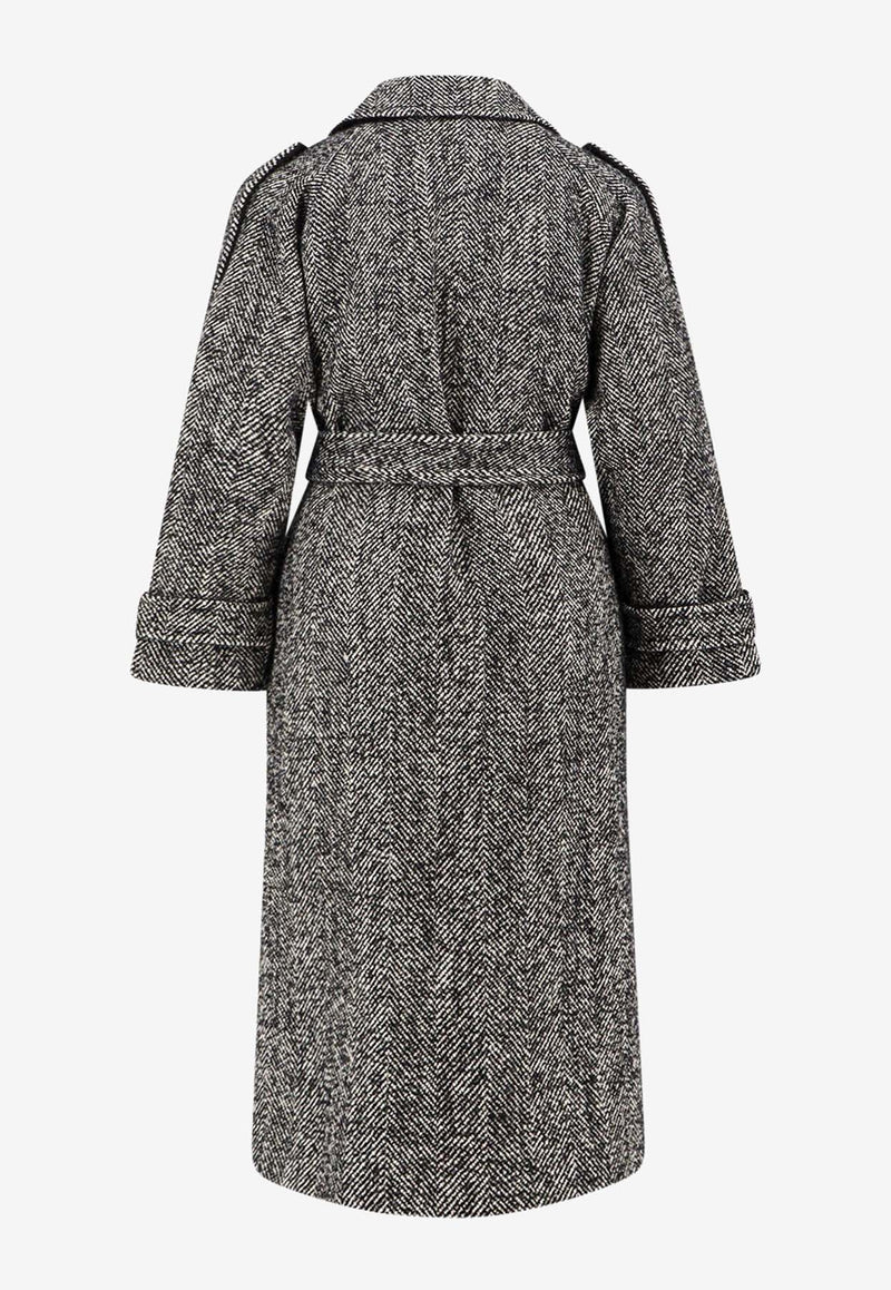 PINKO Carrube Double-Breasted Herringbone Coat Gray 105562A2SEZZ2_Black_29838986