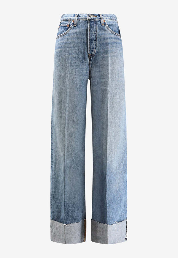 Re/done Washed Straight-Leg Jeans Denim 14803WHRWDCFVINTAGE BIKER BLUE_Denim_35066088