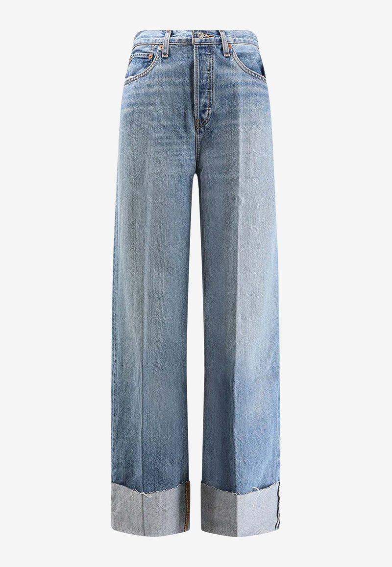 Re/done Washed Straight-Leg Jeans Denim 14803WHRWDCFVINTAGE BIKER BLUE_Denim_35066088