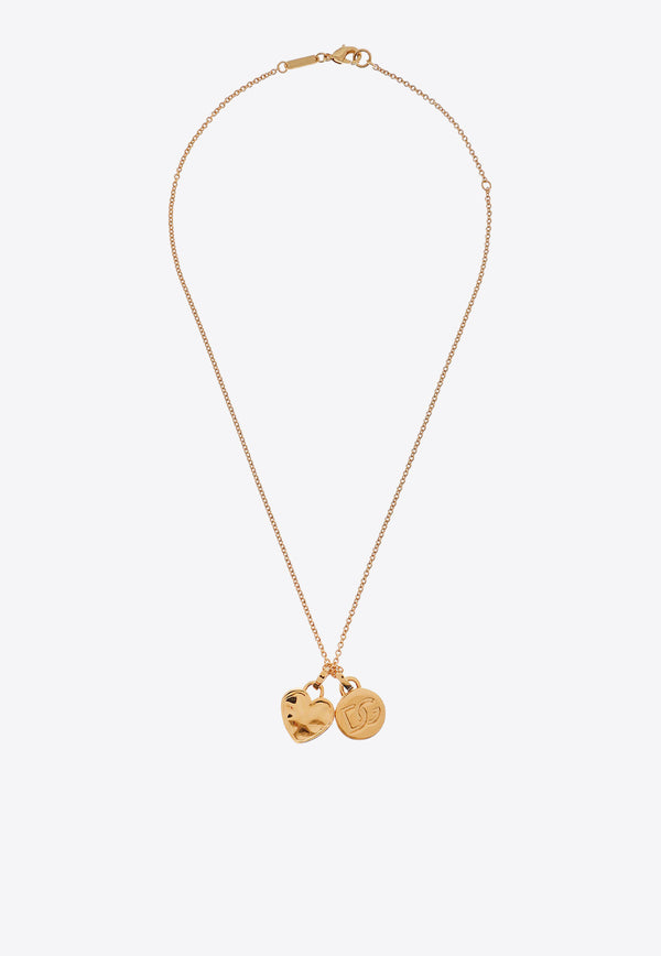 Dolce & Gabbana DG Logo and Heart Pendant Necklace Gold WNR8S4W1111ZOO00_Golden_29841134