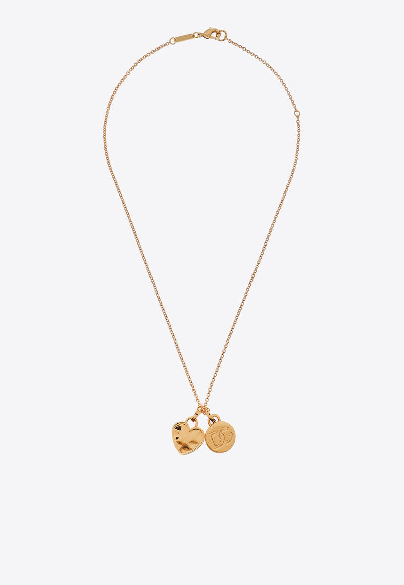 Dolce & Gabbana DG Logo and Heart Pendant Necklace Gold WNR8S4W1111ZOO00_Golden_29841134