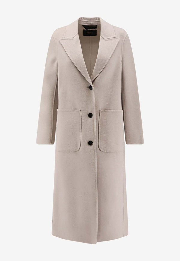 Paltò Elsa Single-Breasted Wool Coat Cream 1PDELSADOU702_Black_35065758
